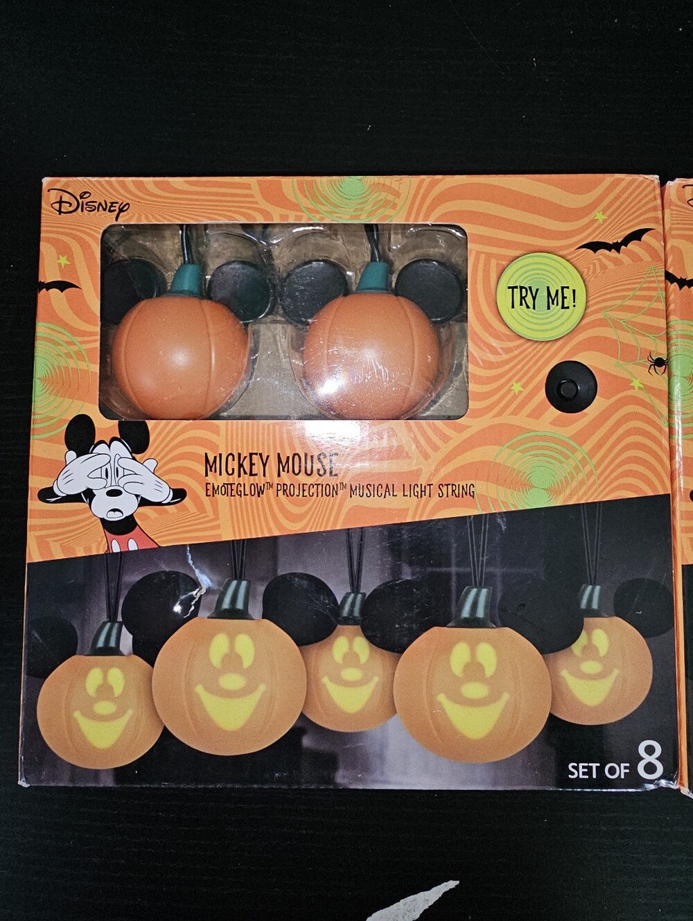 Disney Mickey Mouse Pumpkin Halloween String Lights - Orange & Black New 2 BOXES